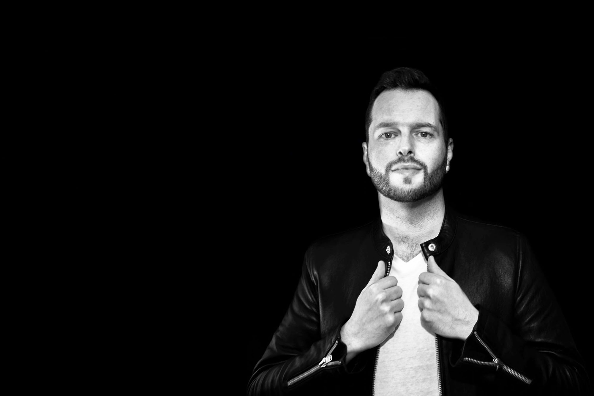 Black and white studio portrait
